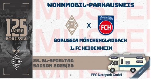 VIP Tages-Parkausweis|Borussia Mönchengladbach - 1. FC Heidenheim|(P4) / Wohnmobile
