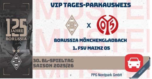 VIP Tages-Parkausweis|Borussia Mönchengladbach - |1. FSV Main 05|(P2/P3)