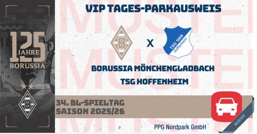 VIP Tages-Parkausweis|Borussia Mönchengladbach - |TSG Hoffenheim|(Parkplatz Messe)